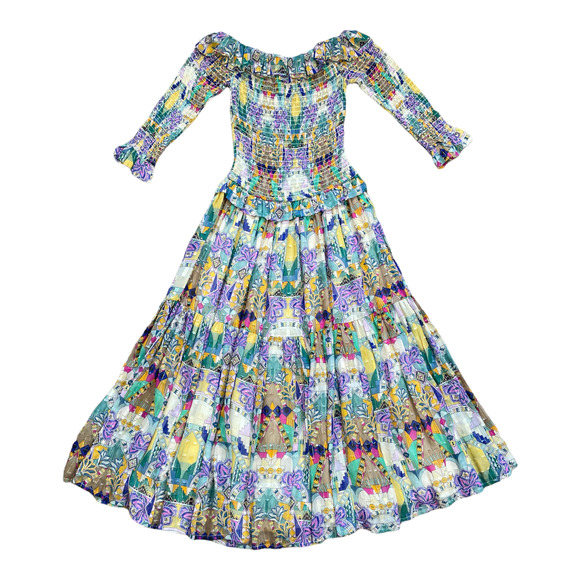 Chufy Memories of Peru Inka Printed Colorful Lurex Off-the-Shoulder Smocked - Picture 6 of 9